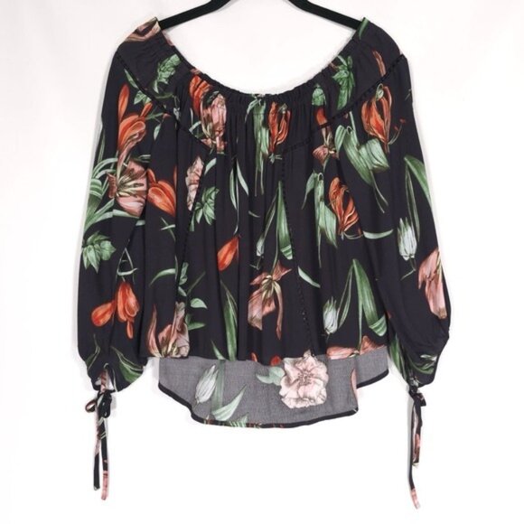 ASTR The Label Chavelle Floral Off Shoulder Top MEDIUM Viscose Black‎ ACT12455 - Picture 5 of 13